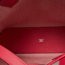 Hermes Ecru/Framboise Canvas and Swift Leather Cabas H En Biais 27 Bag