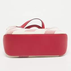 Hermes Ecru/Framboise Canvas and Swift Leather Cabas H En Biais 27 Bag
