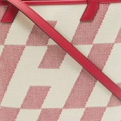 Hermes Ecru/Framboise Canvas and Swift Leather Cabas H En Biais 27 Bag