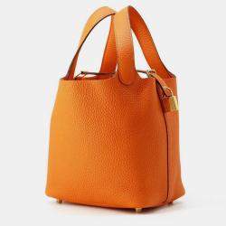 Hermes Orange Taurillon Clemence Size PM Picotin Lock