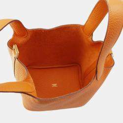 Hermes Orange Taurillon Clemence Size PM Picotin Lock