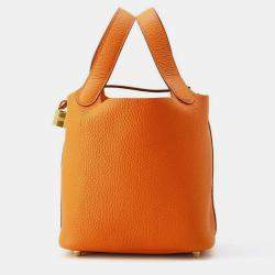 Hermes Orange Taurillon Clemence Size PM Picotin Lock