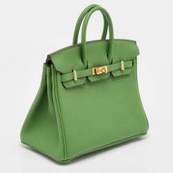 Hermes Vert Yucca Togo Leather Gold Finish Birkin 25 Bag