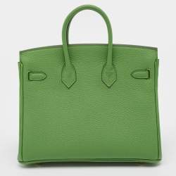 Hermes Vert Yucca Togo Leather Gold Finish Birkin 25 Bag