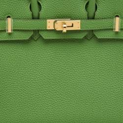 Hermes Vert Yucca Togo Leather Gold Finish Birkin 25 Bag