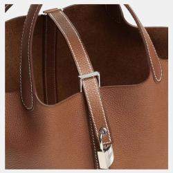 Hermes Brown Clemence Leather Picotin 18 Lock Bag