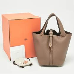 Pre Owned Hermes Etoupe Taurillon Clemence Leather Picotin Lock 18 Bag