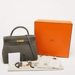 Pre Owned Hermes Etain Togo Leather Gold Finish Kelly Retourne 32 Bag