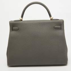 Pre Owned Hermes Etain Togo Leather Gold Finish Kelly Retourne 32 Bag