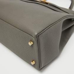 Pre Owned Hermes Etain Togo Leather Gold Finish Kelly Retourne 32 Bag