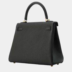 Hermes Kelly Retourne Black Togo Leather Size 25