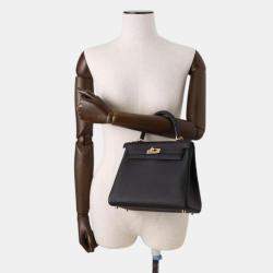 Hermes Kelly Retourne Black Togo Leather Size 25