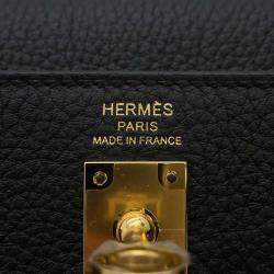 Hermes Kelly Retourne Black Togo Leather Size 25