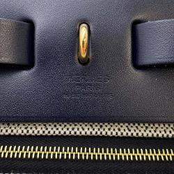 Pre Owned Hermes Herbag Zip Le Tourne Black/Blue Nuit Toile H Berline Vache Hunter Leather Size PM