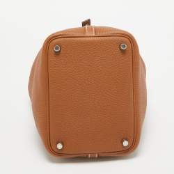 Pre Owned Hermès Gold Taurillon Clemence Leather Picotin Lock 18 Bag