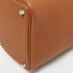 Pre Owned Hermès Gold Taurillon Clemence Leather Picotin Lock 18 Bag