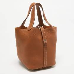 Pre Owned Hermès Gold Taurillon Clemence Leather Picotin Lock 18 Bag