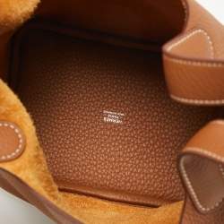 Pre Owned Hermès Gold Taurillon Clemence Leather Picotin Lock 18 Bag