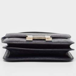 Pre Owned Hermès Bleu Indigo Ostrich Palladium Finish Constance 18 Mini Bag