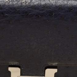Pre Owned Hermès Bleu Indigo Ostrich Palladium Finish Constance 18 Mini Bag