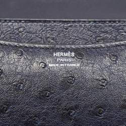 Pre Owned Hermès Bleu Indigo Ostrich Palladium Finish Constance 18 Mini Bag