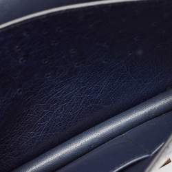Pre Owned Hermès Bleu Indigo Ostrich Palladium Finish Constance 18 Mini Bag