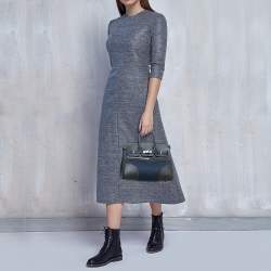 Hermes Caban/Bleu Nuit Swift Leather and Feutre Palladium Finish Limited Edition Birkin 25 Go Team Bag