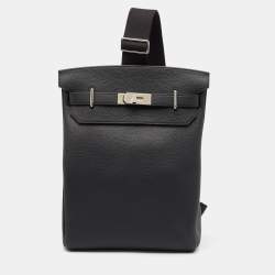 Hermes Noir Togo Leather Palladium Finish Hac A Dos GM Backpack