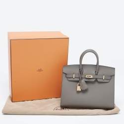 Hermès Etain Epsom Leather Gold Finish Birkin Sellier 25 Bag