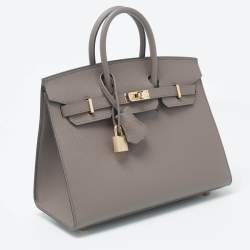 Hermès Etain Epsom Leather Gold Finish Birkin Sellier 25 Bag