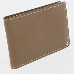 Pre Owned Hermès Etoupe Evercolor Leather H Sellier Card Holder