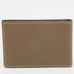 Pre Owned Hermès Etoupe Evercolor Leather H Sellier Card Holder