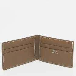 Pre Owned Hermès Etoupe Evercolor Leather H Sellier Card Holder