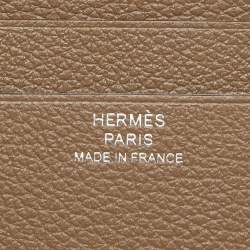 Pre Owned Hermès Etoupe Evercolor Leather H Sellier Card Holder