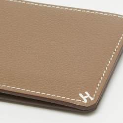 Pre Owned Hermès Etoupe Evercolor Leather H Sellier Card Holder