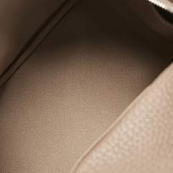 Hermes Etoupe Togo Leather Palladium Finish Mini Lindy Bag