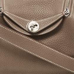 Hermes Etoupe Togo Leather Palladium Finish Mini Lindy Bag