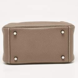 Hermes Etoupe Togo Leather Palladium Finish Mini Lindy Bag
