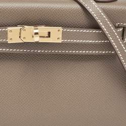 Pre Owned Hermes Etoupe Epsom Leather Gold Finish Mini Kelly II Sellier 20 Bag