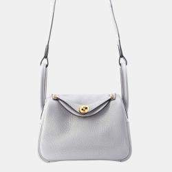 مملوكة مسبقًا Hermes Blue Gacier Taurillon Clemence Lindy bag Size Mini