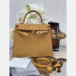 Pre Owned Hermes Ostrich Leather Kelly 25 Bag