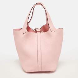 Hermès Rose Sakura Taurillon Clemence Leather Picotin Lock 18 Bag