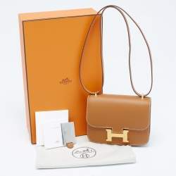 Pre Owned Hermès Gold Epsom Leather Gold Finish Constance 18 Mini Bag