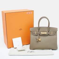 Hermès Etoupe Epsom Leather Gold Finish Birkin 30 Bag