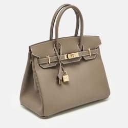 Hermès Etoupe Epsom Leather Gold Finish Birkin 30 Bag