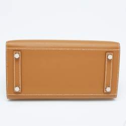 Hermes Gold Epsom Leather Palladium Finish Birkin Sellier 25 Bag