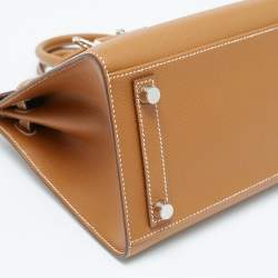 Hermes Gold Epsom Leather Palladium Finish Birkin Sellier 25 Bag