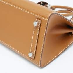 Hermes Gold Epsom Leather Palladium Finish Birkin Sellier 25 Bag