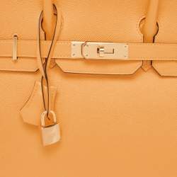 Hermès Jaune D' Or/Rose Pourpre Epsom Leather Gold Finish Birkin 30 Bag
