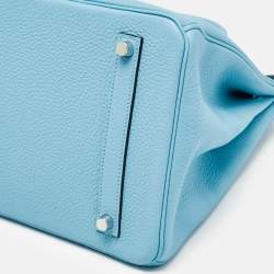 Hermès Bleu Atoll Taurillon Clemence Leather Palladium Finish Birkin 35 Bag